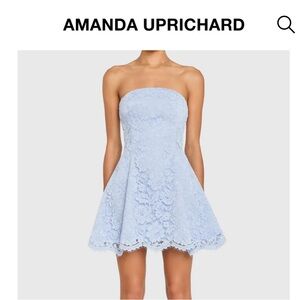 Amanda Uprichard Light Blue Lace Mini Dress